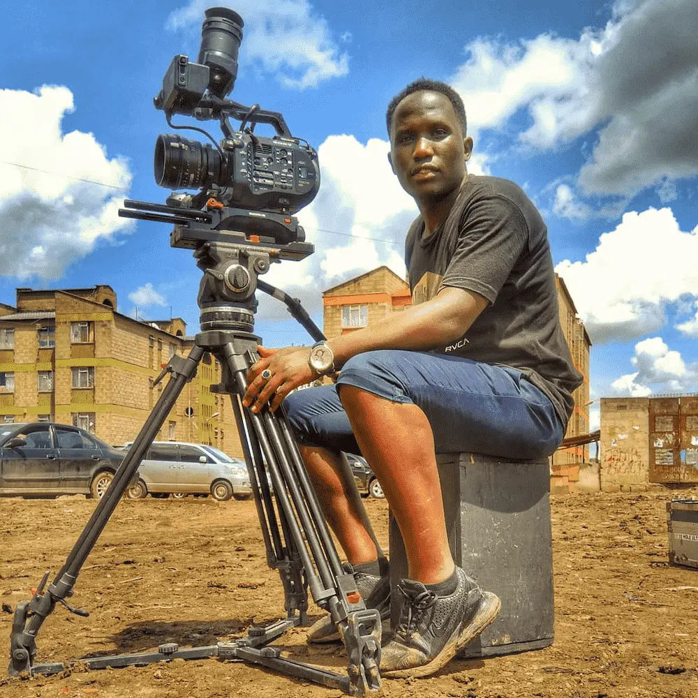 Camera operator work on creative composition